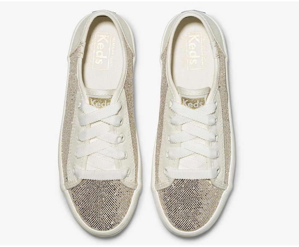 Zapatillas Keds Niños Blancas - Kickstart Metallic Sparkle - 207-QDOLKU